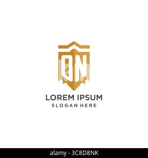 Monogram ON logo with shield geometric shape, elegant luxury initial logo design vector graphic Stock Vector