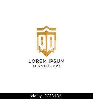 Monogram QD logo with shield geometric shape, elegant luxury initial logo design vector graphic Stock Vector