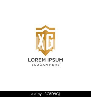 Monogram XG logo with shield geometric shape, elegant luxury initial logo design vector graphic Stock Vector