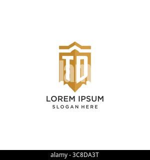 Monogram TD logo with shield geometric shape, elegant luxury initial logo design vector graphic Stock Vector
