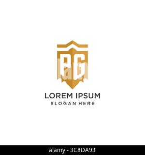 Monogram PG logo with shield geometric shape, elegant luxury initial logo design vector graphic Stock Vector