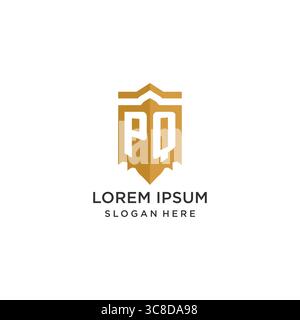 Monogram PQ logo with shield geometric shape, elegant luxury initial logo design vector graphic Stock Vector