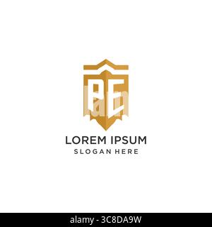 Monogram PE logo with shield geometric shape, elegant luxury initial logo design vector graphic Stock Vector