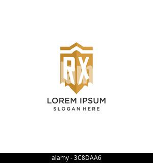 Monogram RX logo with shield geometric shape, elegant luxury initial logo design vector graphic Stock Vector