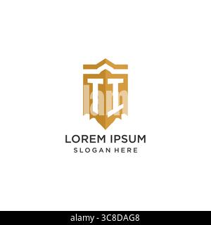 Monogram TI logo with shield geometric shape, elegant luxury initial logo design vector graphic Stock Vector