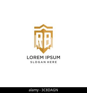 Monogram RB logo with shield geometric shape, elegant luxury initial logo design vector graphic Stock Vector