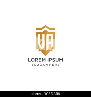 Monogram VA logo with shield geometric shape, elegant luxury initial logo design vector graphic Stock Vector