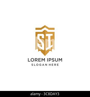 Monogram SI logo with shield geometric shape, elegant luxury initial logo design vector graphic Stock Vector