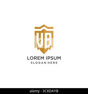 Monogram VB logo with shield geometric shape, elegant luxury initial logo design vector graphic Stock Vector