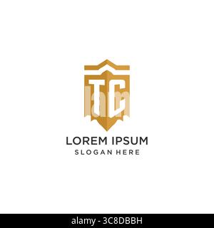 Monogram TC logo with shield geometric shape, elegant luxury initial logo design vector graphic Stock Vector
