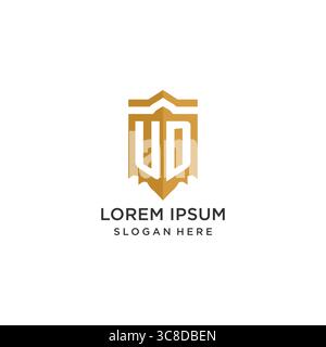 Monogram UD logo with shield geometric shape, elegant luxury initial logo design vector graphic Stock Vector