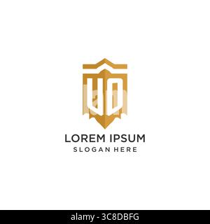 Monogram UO logo with shield geometric shape, elegant luxury initial logo design vector graphic Stock Vector