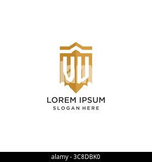 Monogram VU logo with shield geometric shape, elegant luxury initial logo design vector graphic Stock Vector