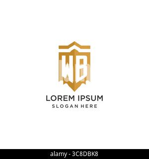 Monogram WB logo with shield geometric shape, elegant luxury initial logo design vector graphic Stock Vector