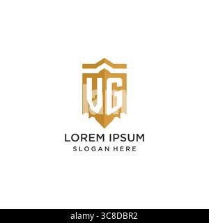 Monogram VG logo with shield geometric shape, elegant luxury initial logo design vector graphic Stock Vector