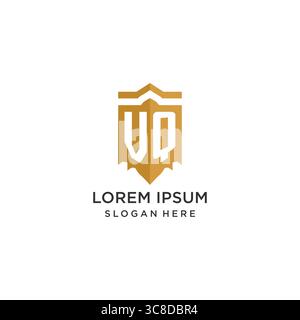 Monogram VQ logo with shield geometric shape, elegant luxury initial logo design vector graphic Stock Vector