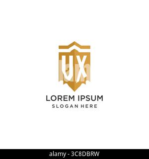 Monogram VX logo with shield geometric shape, elegant luxury initial logo design vector graphic Stock Vector