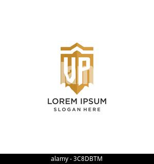 Monogram VP logo with shield geometric shape, elegant luxury initial logo design vector graphic Stock Vector