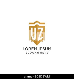 Monogram VZ logo with shield geometric shape, elegant luxury initial logo design vector graphic Stock Vector