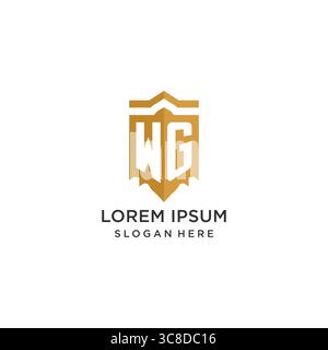 Monogram WG logo with shield geometric shape, elegant luxury initial logo design vector graphic Stock Vector