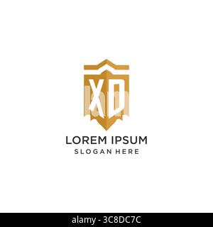 Monogram XD logo with shield geometric shape, elegant luxury initial logo design vector graphic Stock Vector