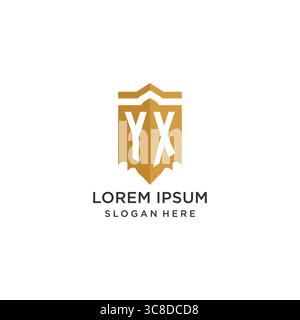 Monogram YX logo with shield geometric shape, elegant luxury initial logo design vector graphic Stock Vector