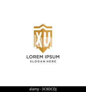 Monogram XV logo with shield geometric shape, elegant luxury initial logo design vector graphic Stock Vector