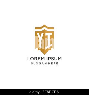 Monogram YI logo with shield geometric shape, elegant luxury initial logo design vector graphic Stock Vector