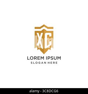 Monogram XC logo with shield geometric shape, elegant luxury initial logo design vector graphic Stock Vector
