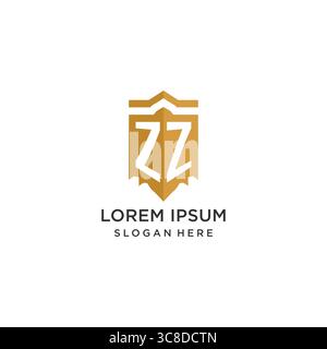 Monogram ZZ logo with shield geometric shape, elegant luxury initial logo design vector graphic Stock Vector