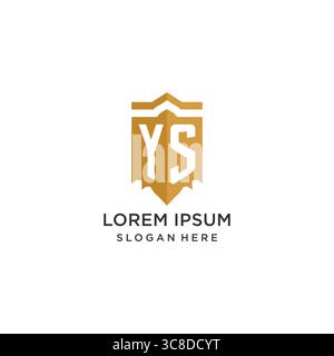 Monogram YS logo with shield geometric shape, elegant luxury initial logo design vector graphic Stock Vector