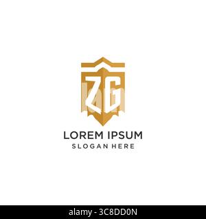 Monogram ZG logo with shield geometric shape, elegant luxury initial logo design vector graphic Stock Vector