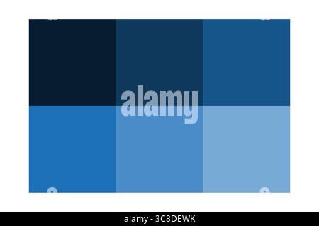 Blue color palette. Tonal shades illustration. Six square samples. Vector gradient blocks. Stock Vector