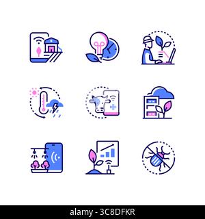 Smart farm - modern colorful line design style icons Stock Vector