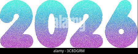 2026 Happy New Year colorful gradient vector numbers for greeting card, calendar, banners, posters Stock Vector