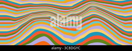 Fun vector waves in motion with cute, organic doodle shapes. A light confectionery effect with magic 60s hallucination or y2k vibes in orange, teal Stock Vector