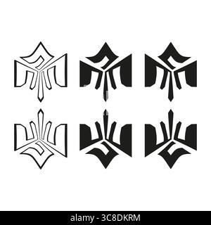 Trident emblem icon. Ukrainian symbol shape. National coat Vector. Bold crest design. EPS 10. Stock Vector