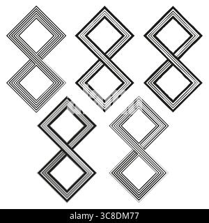 Diamond loop icon. Infinity shape motif. Vector line lattice. Minimal abstract emblem. EPS 10. Stock Vector