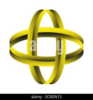 Yellow torus ring. Intersecting orbit Vector. Futuristic loop shape. Bold gradient form. EPS 10. Stock Vector