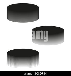 Abstract cylinder shapes. Layered circular forms. Dynamic striped Vector. Liquid motion illustration. EPS 10. Stock Vector