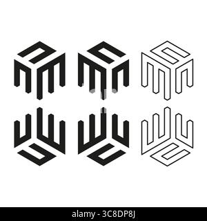 Cube monogram icon. Hexagonal letter shape. Geometric logo Vector. Modern 3D design. EPS 10. Stock Vector