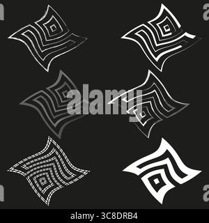 Floral diamond icon. Dense leaf mosaic. Organic chevron Vector. Black foliage emblem. EPS 10. Stock Vector