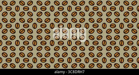 Coffee beans seamless pattern on brown background. Vector illustration Stock Vector