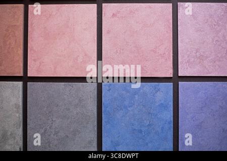 samples of surfaces for walls, ceilings in the interior Stock Photo