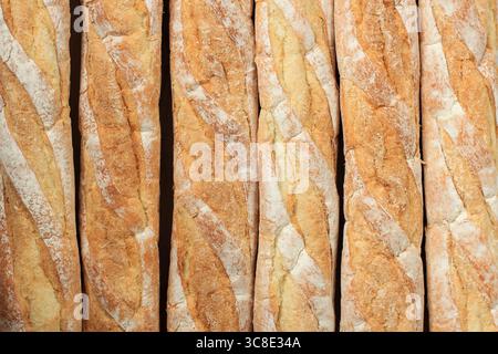 Full Frame Shot Of  French Baguettes Close Up Stock Photo