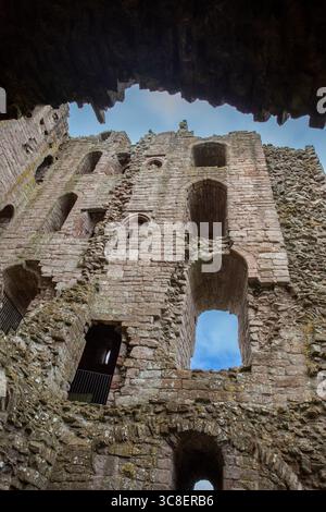 The ruined interior of the keep of Norham Castle Stock Photo