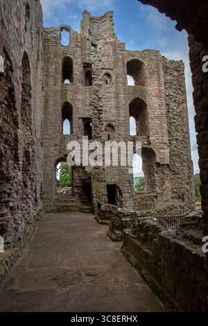The ruined interior of the keep of Norham Castle Stock Photo