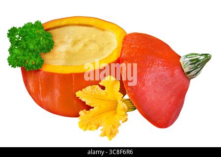 Pumpkin soup isolated on white background Stock Photo