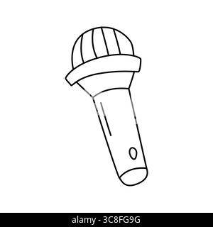 Simple line drawing of a microphone, ideal for illustrating concepts related to music, singing, or entertainment. Vector illustration isolated on a wh Stock Vector