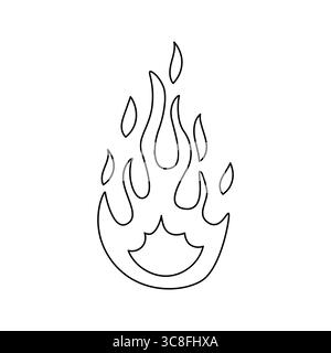 Abstract flame design in black outline on a white background, featuring minimalistic and creative elements, symbolic of heat, passion, or an artistic Stock Vector